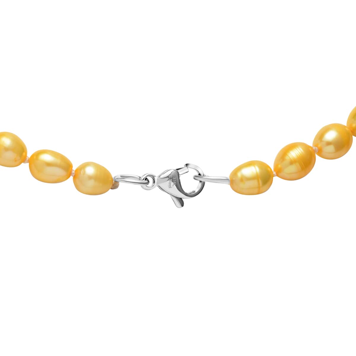 Golden Freshwater Cultured Pearl Necklace in Stainless Steel (20 Inches) image number 2