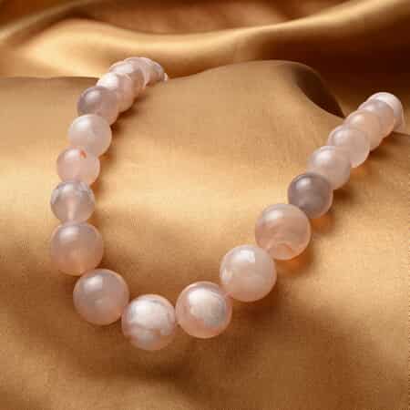 Cherry Blossom Agate 12-14mm Beaded Necklace 20 Inches in Rhodium Over Sterling Silver 522.00 ctw image number 1