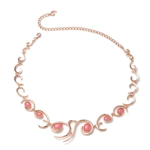 LucyQ Ocean Wave Collection Pink Jade (D) Necklace 20 Inches in 14K Rose Gold Over Sterling Silver 12.75 ctw