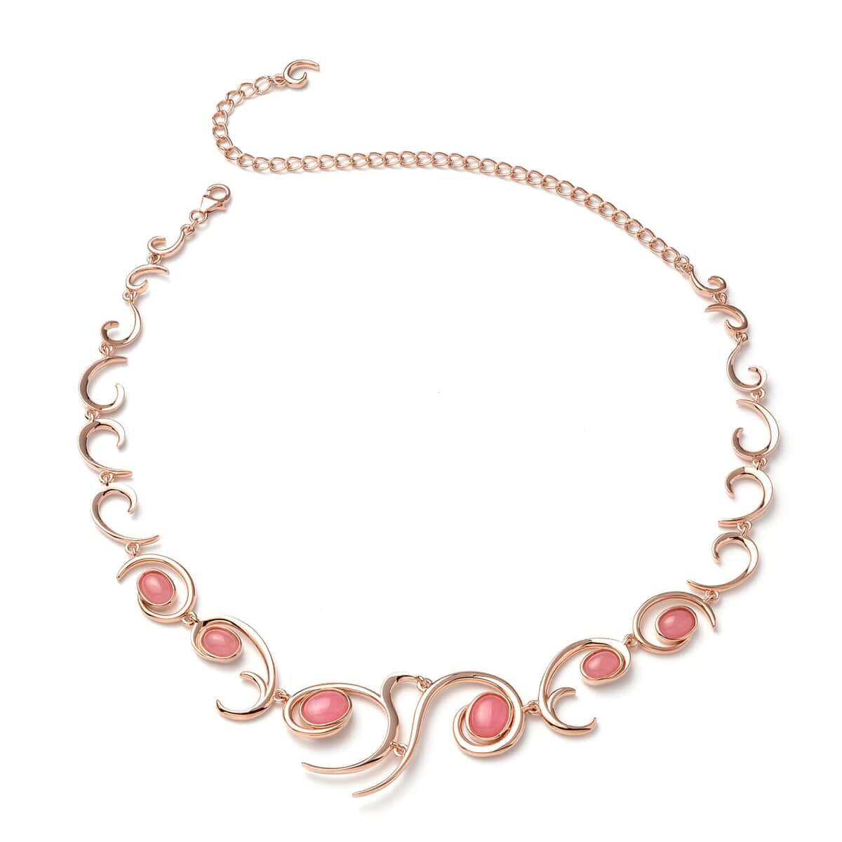 LucyQ Ocean Wave Collection Pink Jade Necklace 20 Inches in 14K Rose Gold Over Sterling Silver 37.35 Grams 12.75 ctw image number 0