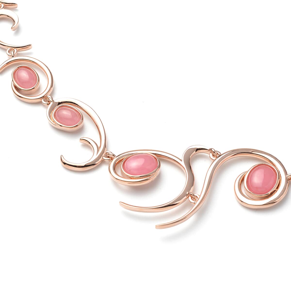 LucyQ Ocean Wave Collection Pink Jade (D) Necklace 20 Inches in 14K Rose Gold Over Sterling Silver 12.75 ctw image number 2