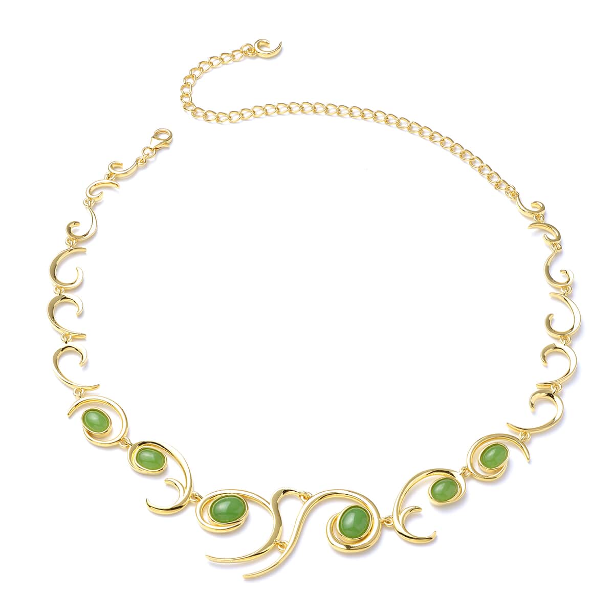 LucyQ Ocean Wave Collection Green Jade (D) Necklace 20 Inches in 14K Yellow Gold Over Sterling Silver 13.00 ctw image number 0