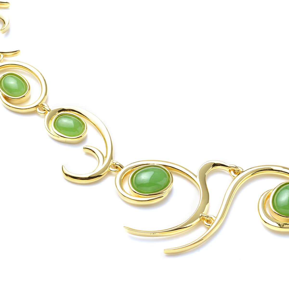 LucyQ Ocean Wave Collection Green Jade (D) Necklace 20 Inches in 14K Yellow Gold Over Sterling Silver 13.00 ctw image number 2