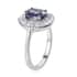 Tanzanite and Diamond Cocktail Ring in Platinum Over Sterling Silver (Size 8.0) 1.50 ctw image number 3