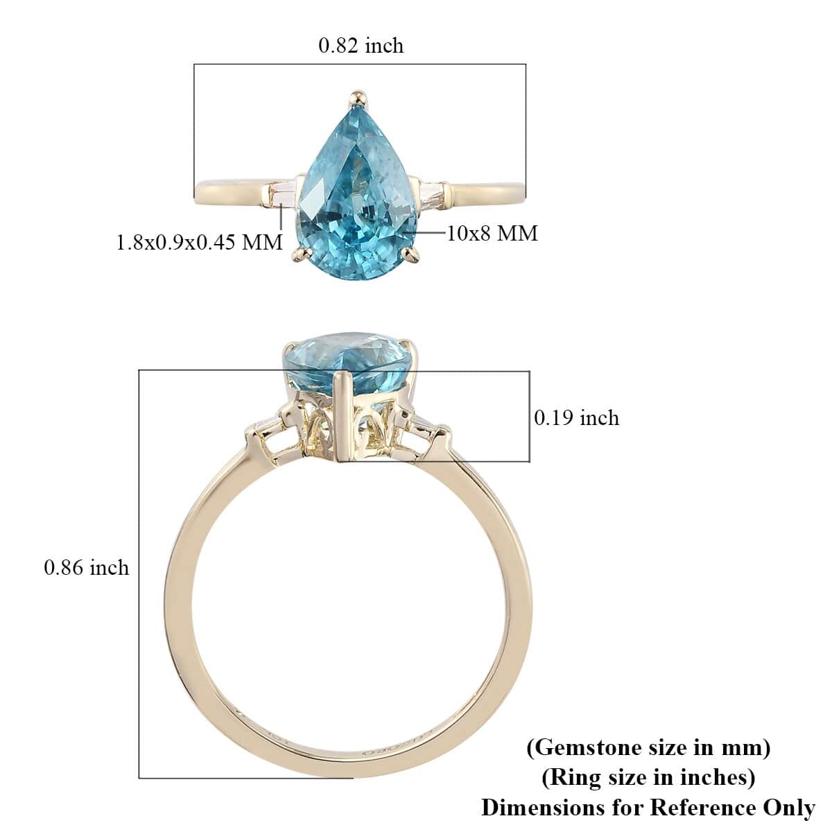 Luxoro 10K Yellow Gold Premium Ratanakiri Blue Zircon and Diamond Ring (Size 9.0) 2.90 ctw image number 5