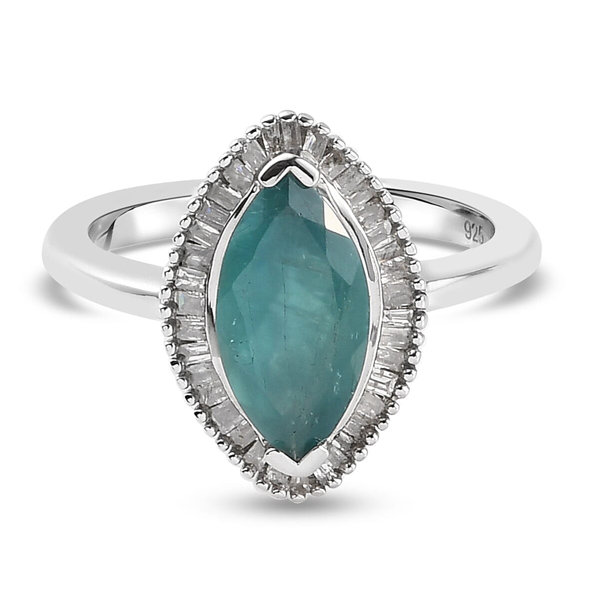 Grandidierite 1.96 ctw Ring in Platinum Over Sterling Silver (Size 5.5)