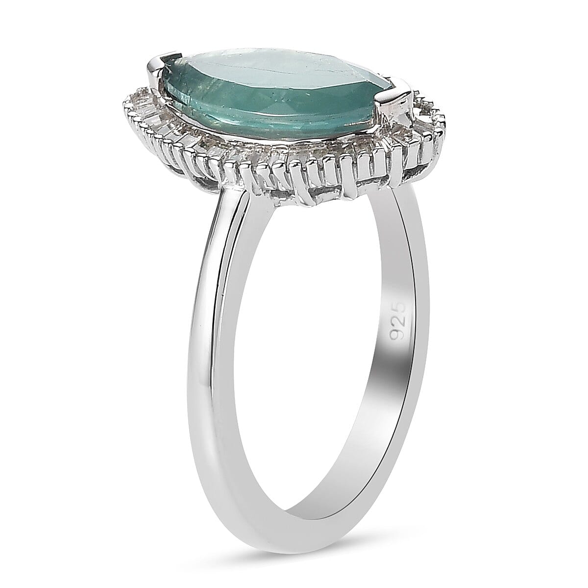 Grandidierite 1.96 ctw Ring in Platinum Over Sterling Silver (Size 5.5)