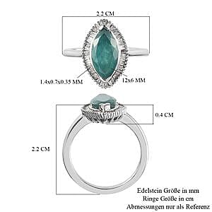 Grandidierite 1.95 ctw Ring in Platinum Over Sterling Silver (Size 9)