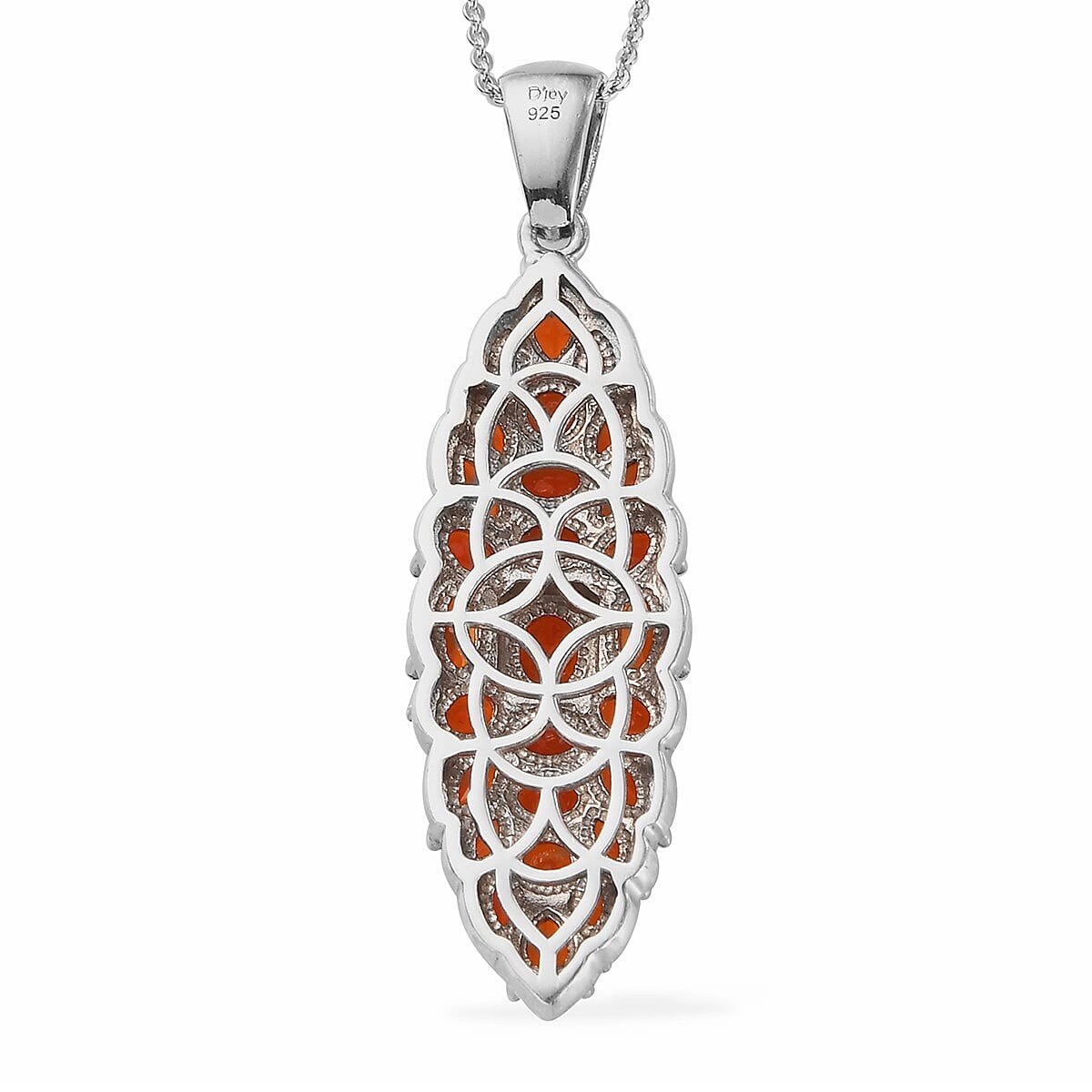Mexican Fire Opal and Zircon Pendant Necklace 20 Inches in Platinum Over Sterling Silver 2.75 ctw image number 4