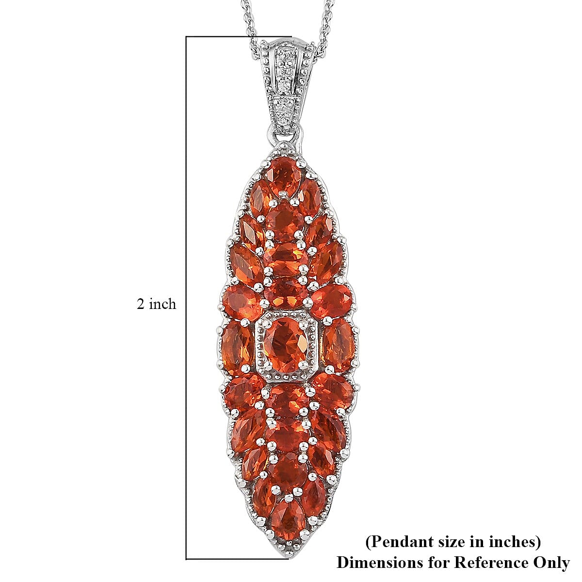 Mexican Fire Opal and Zircon Pendant Necklace 20 Inches in Platinum Over Sterling Silver 2.75 ctw image number 5