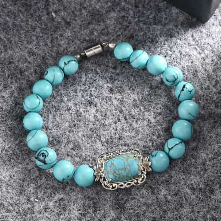 Karis Mojave Blue Turquoise Bracelet in Bracelet in Platinum Bond and Stainless Steel (7.25 In) 62.90 ctw image number 1