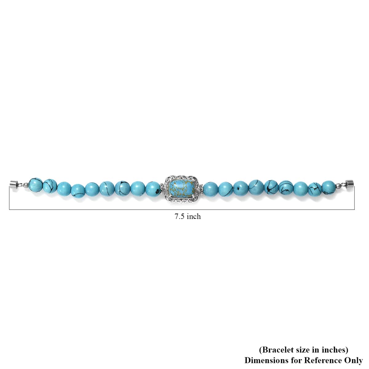 Karis Mojave Blue Turquoise Bracelet in Bracelet in Platinum Bond and Stainless Steel (7.25 In) 62.90 ctw image number 4