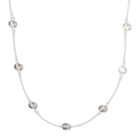 Lumingreen Crystal Station Necklace 18 Inches in Sterling Silver image number 0