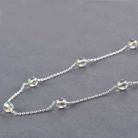 Lumingreen Crystal Station Necklace 18 Inches in Sterling Silver image number 1