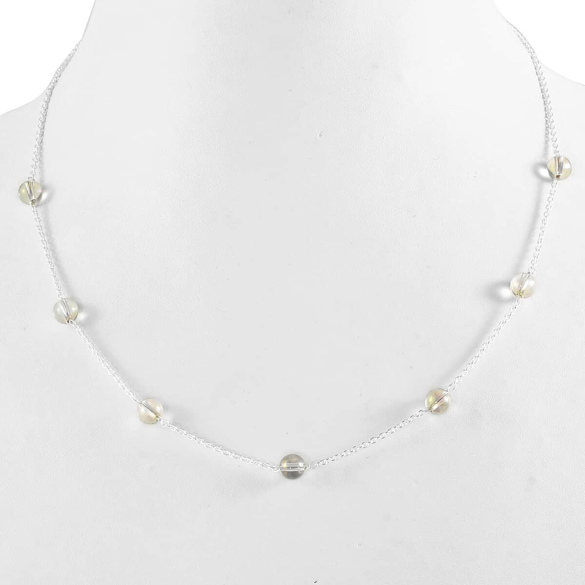Lumingreen Crystal Station Necklace 18 Inches in Sterling Silver image number 2