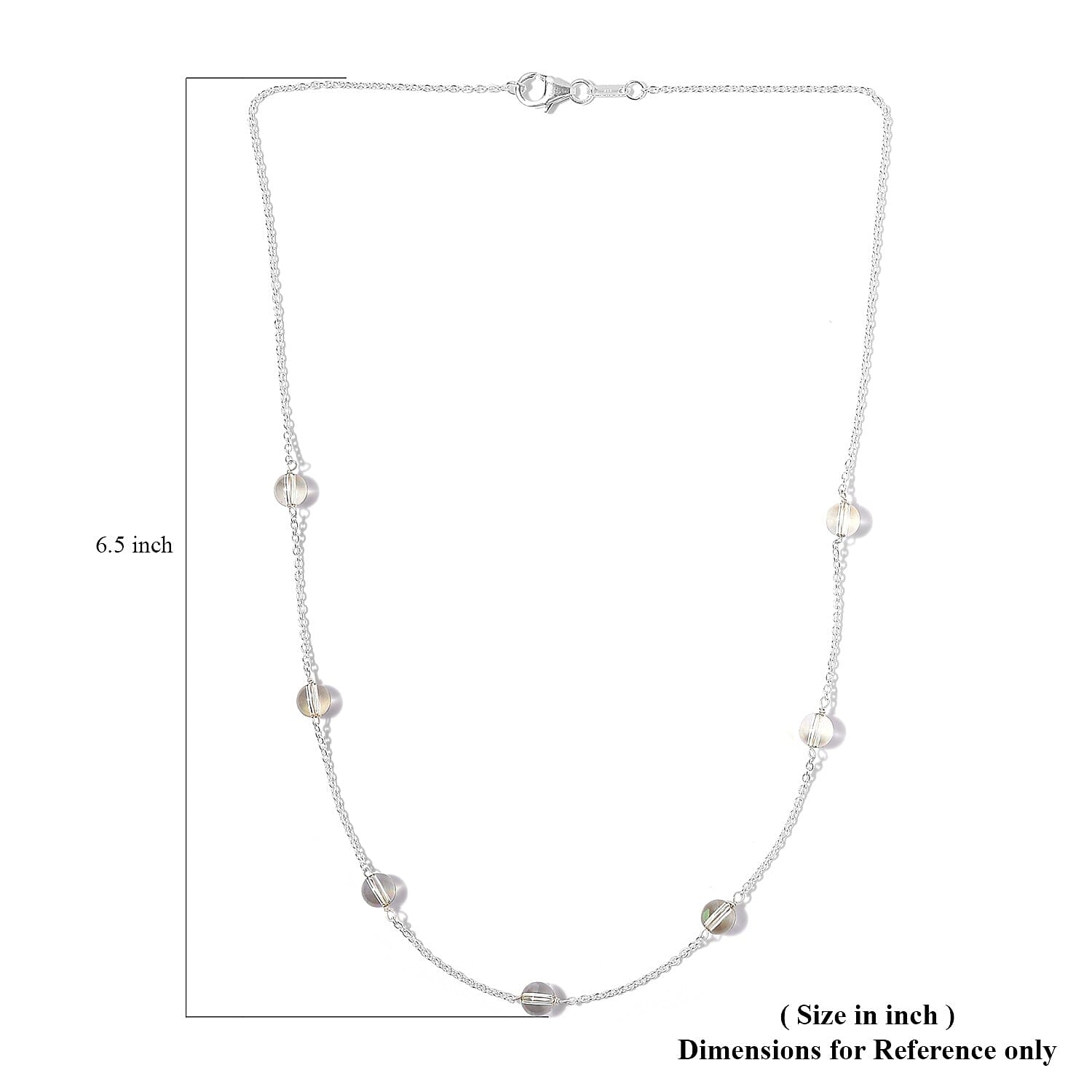 Lumingreen Crystal Station Necklace 18 Inches in Sterling Silver