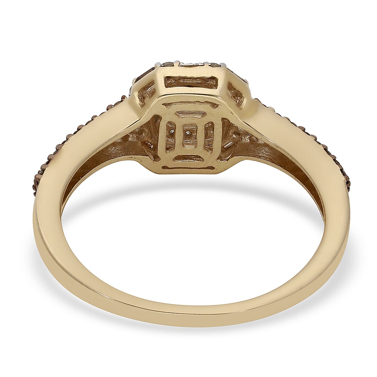 10K Yellow Gold Natural Champagne and White Diamond Ring (Size 8.0) 2.70 Grams 1.00 ctw image number 4
