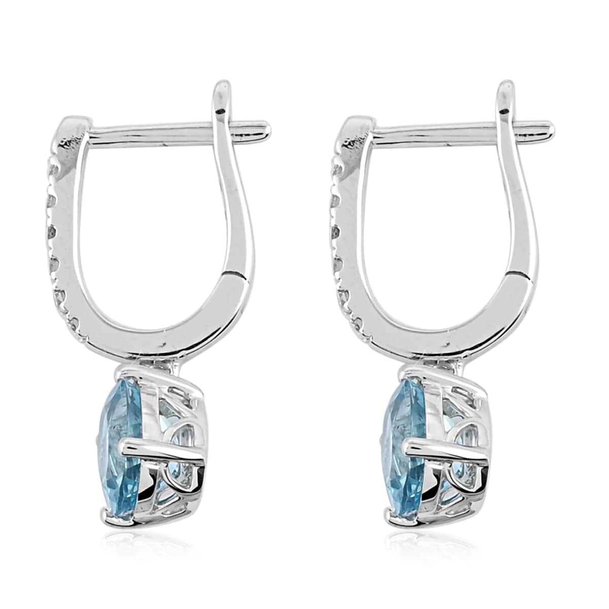 Iliana 18K White Gold AAA Santa Maria Aquamarine and G-H SI Diamond Earrings 1.50 ctw image number 2