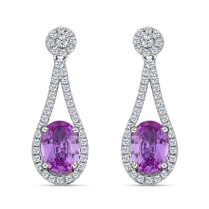 Iliana 18K White Gold AAA Madagascar Pink Sapphire and G-H SI Diamond Earrings 2.25 ctw