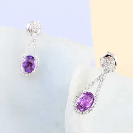 Iliana 18K White Gold AAA Madagascar Pink Sapphire and G-H SI Diamond Earrings 2.25 ctw image number 1