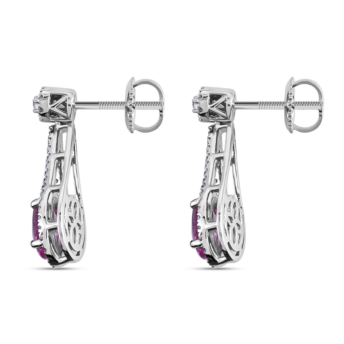 Iliana 18K White Gold AAA Madagascar Pink Sapphire and G-H SI Diamond Earrings 2.25 ctw image number 3