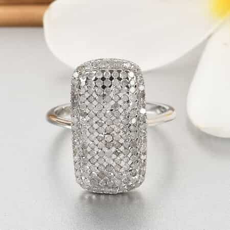 Natural Diamond Cluster Ring in Platinum Over Sterling Silver (Size 5.0) 1.00 ctw image number 1
