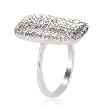 Natural Diamond Cluster Ring in Platinum Over Sterling Silver (Size 5.0) 1.00 ctw image number 3