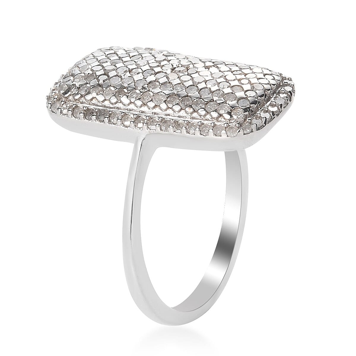 Natural Diamond Cocktail Ring in Platinum Over Sterling Silver (Size 8.0) 1.00 ctw image number 3