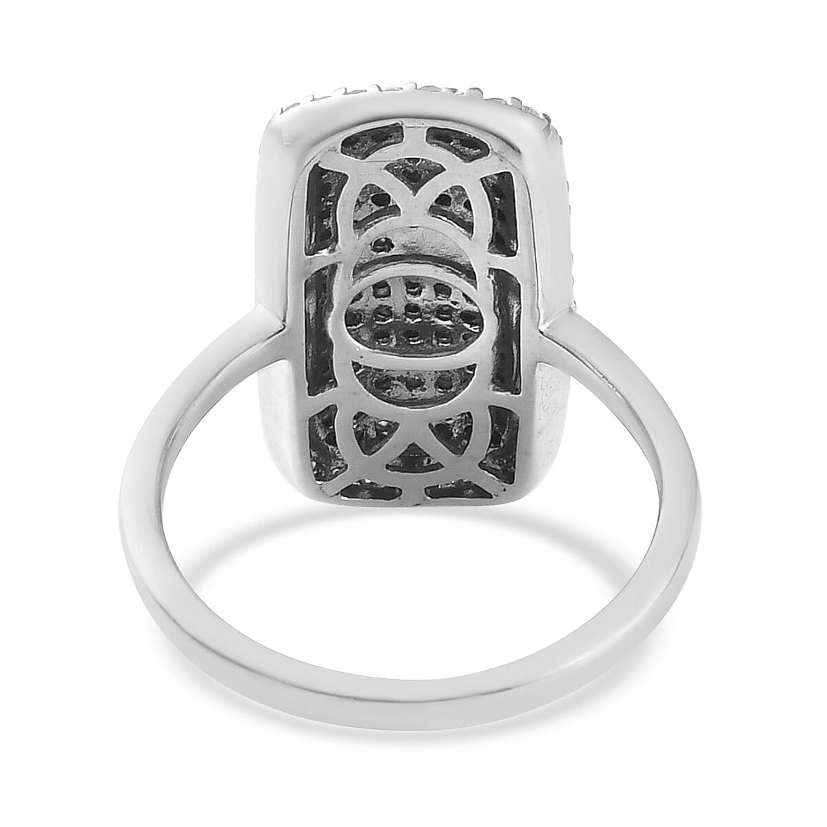 Natural Diamond Cocktail Ring in Platinum Over Sterling Silver (Size 8.0) 1.00 ctw image number 4