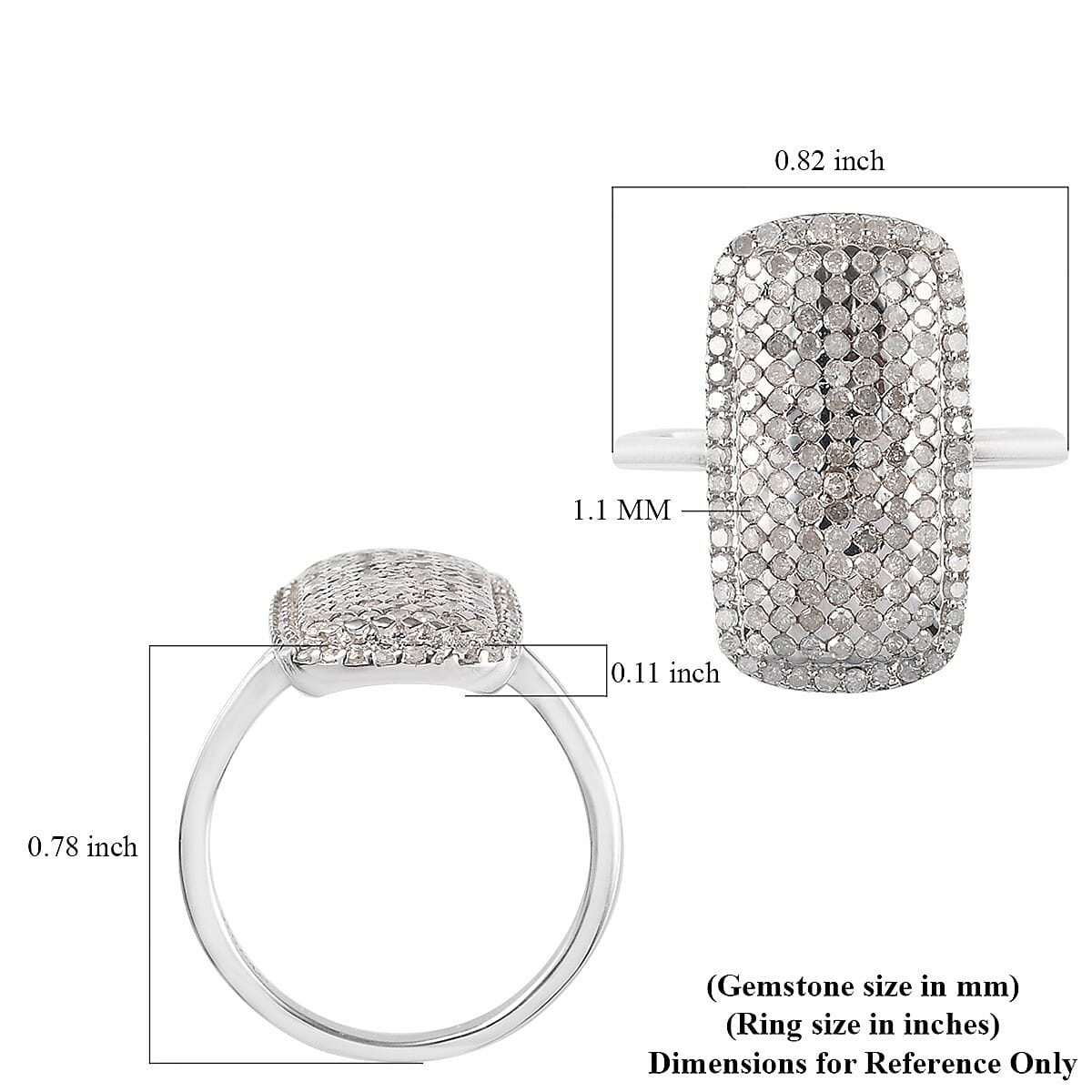 Natural Diamond Cocktail Ring in Platinum Over Sterling Silver (Size 8.0) 1.00 ctw image number 5