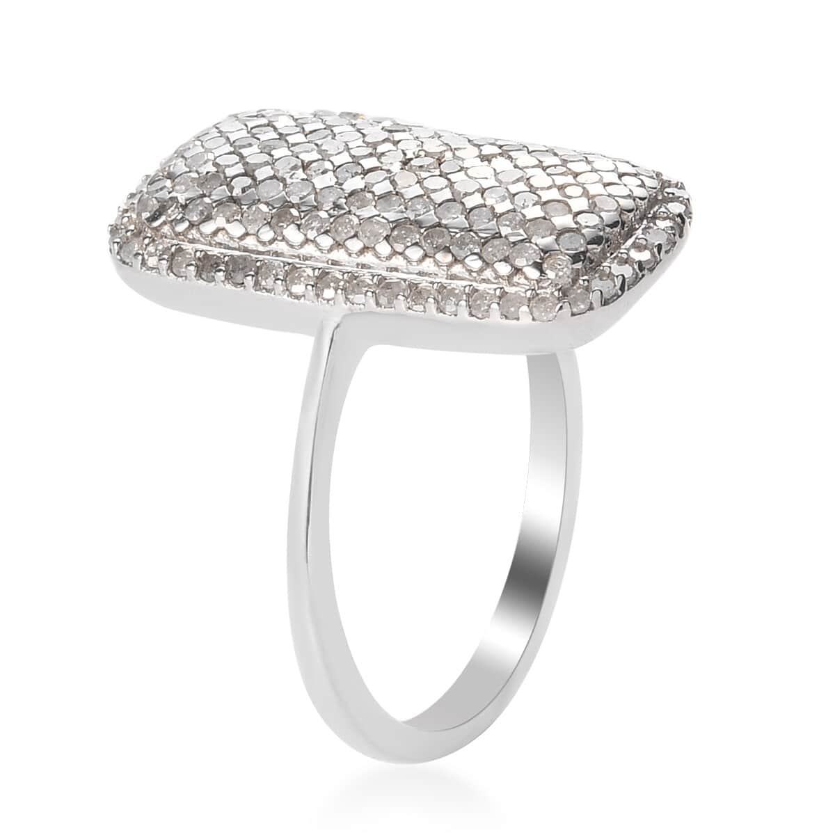 Natural Diamond Cocktail Ring in Platinum Over Sterling Silver (Size 9.0) 1.00 ctw image number 3