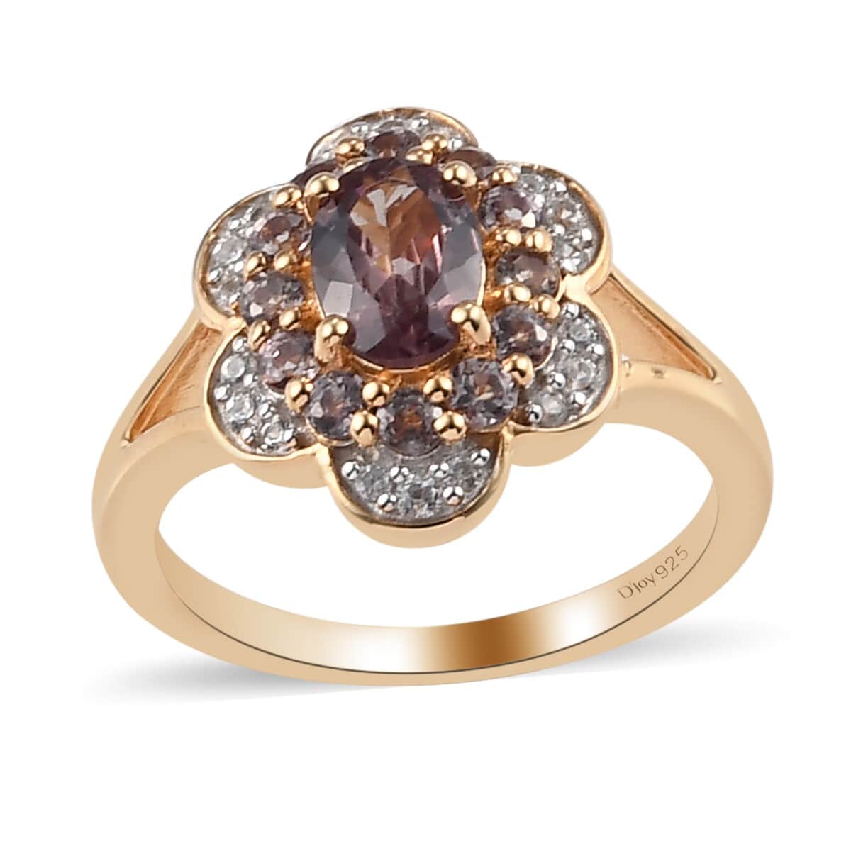 Merelani Color Change Garnet and Zircon Cluster Ring in Vermeil Yellow Gold Over Sterling Silver (Size 6.0) 1.65 ctw image number 0