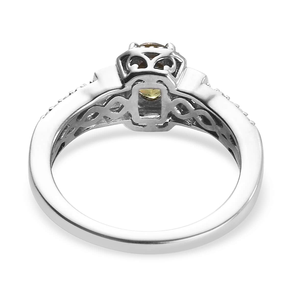 Demantoid Garnet and Zircon Ring in Platinum Over Sterling Silver (Size 6.0) 1.00 ctw image number 4