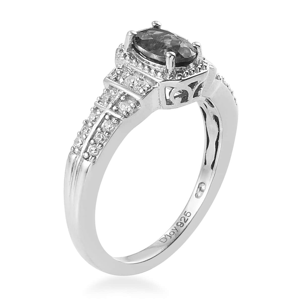 Natural Ambanja Demantoid Garnet and Zircon Ring in Platinum Over Sterling Silver (Size 7.0) 1.00 ctw image number 3