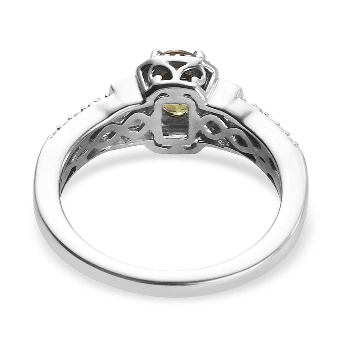Natural Ambanja Demantoid Garnet and Zircon Ring in Platinum Over Sterling Silver (Size 7.0) 1.00 ctw image number 4