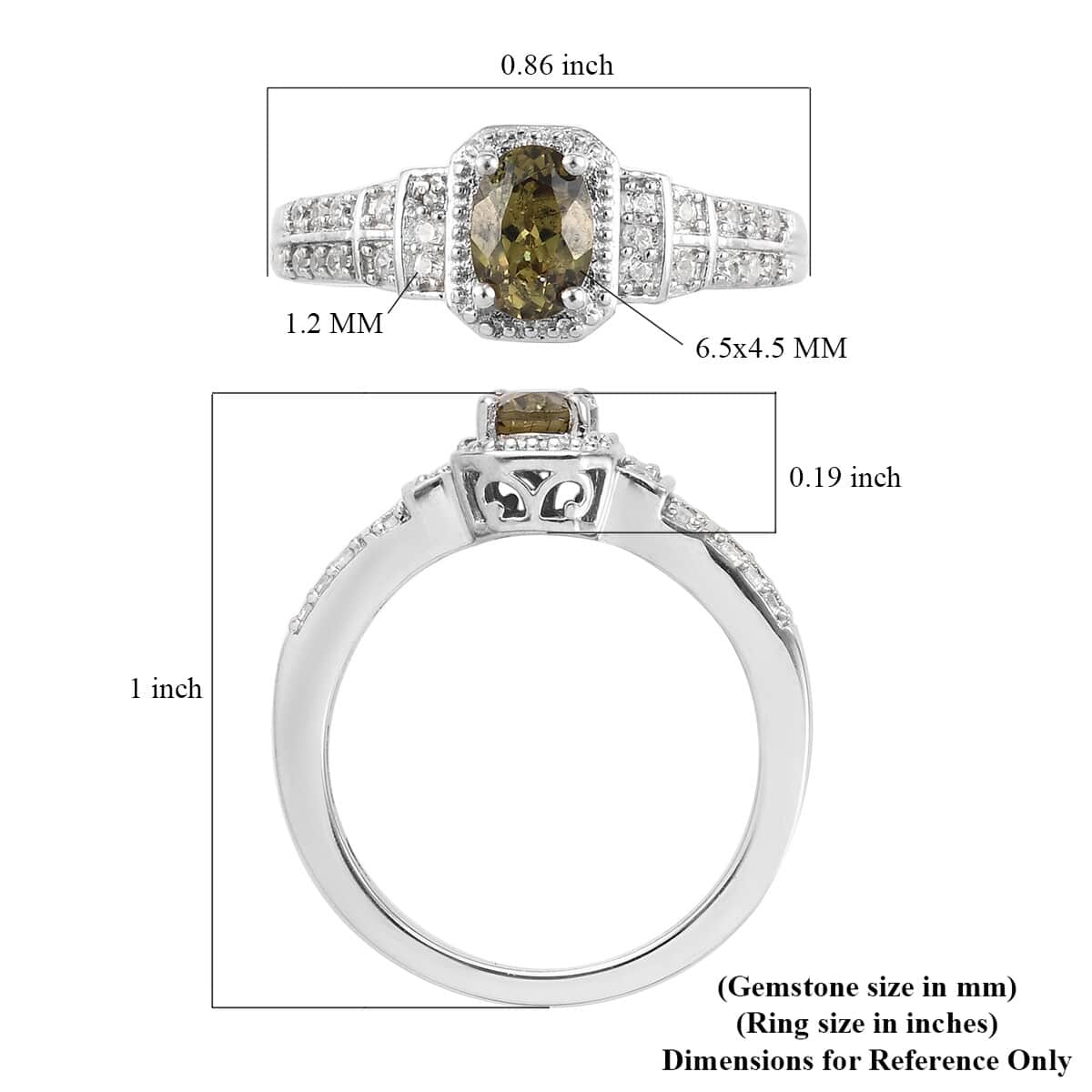 Natural Ambanja Demantoid Garnet and Zircon Ring in Platinum Over Sterling Silver (Size 7.0) 1.00 ctw image number 5