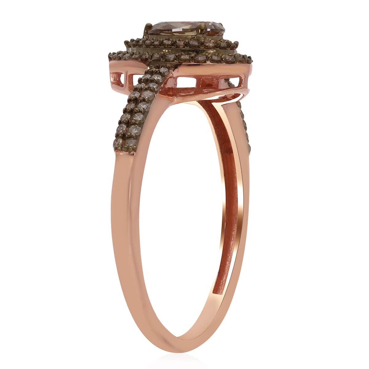 10K Rose Gold Natural Champagne Diamond Ring (Size 8.0) 2.15 Grams 0.75 ctw image number 3