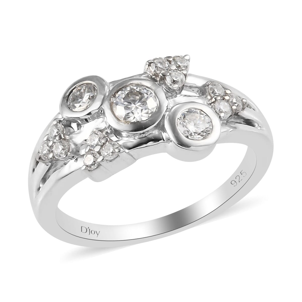 Moissanite Fancy Ring in Platinum Over Sterling Silver (Size 7.0) 0.60 ctw image number 0
