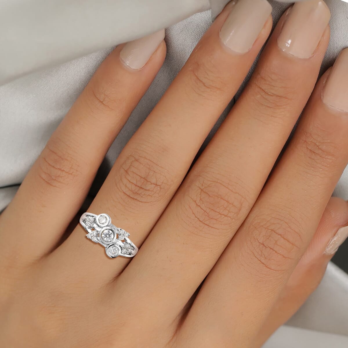 Moissanite Fancy Ring in Platinum Over Sterling Silver (Size 7.0) 0.60 ctw image number 2