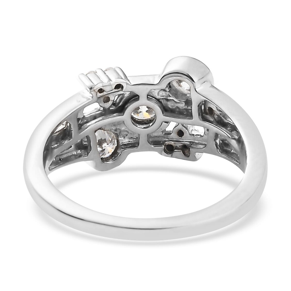 Moissanite Fancy Ring in Platinum Over Sterling Silver (Size 7.0) 0.60 ctw image number 4