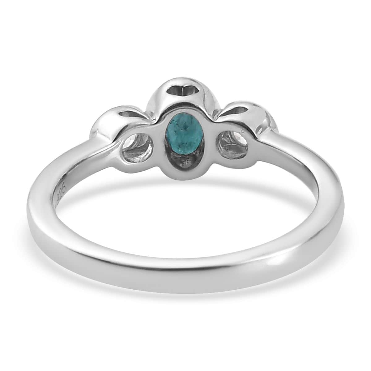 Teal Grandidierite and Zircon Ring in Platinum Over Sterling Silver (Size 7.0) 0.40 ctw image number 4