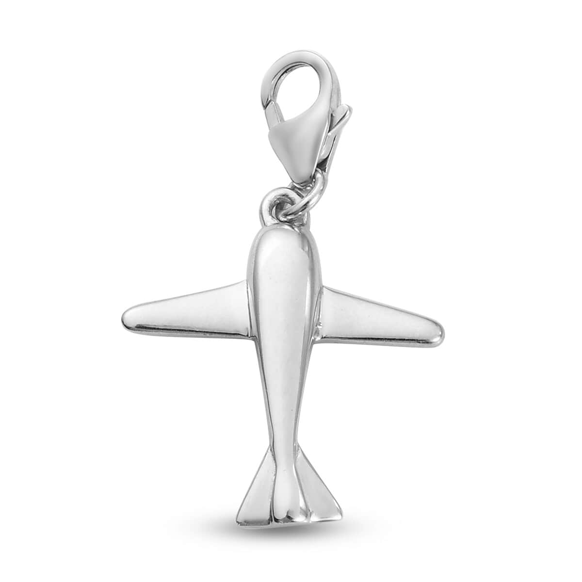 Airplane Charm in Platinum Over Sterling Silver image number 0