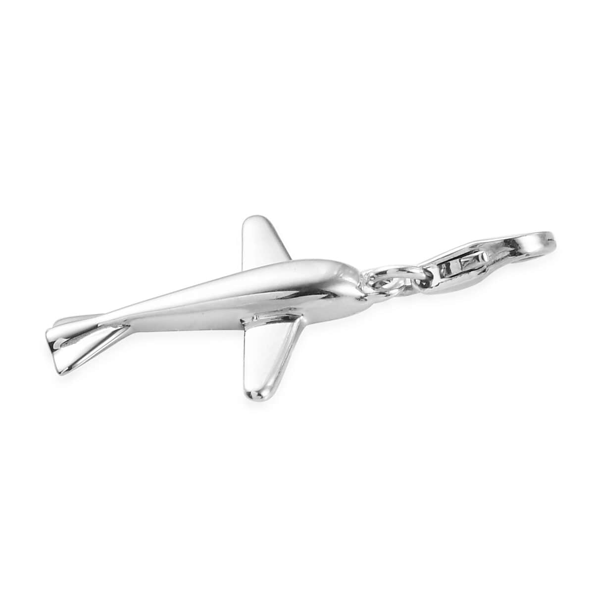 Airplane Charm in Platinum Over Sterling Silver image number 3