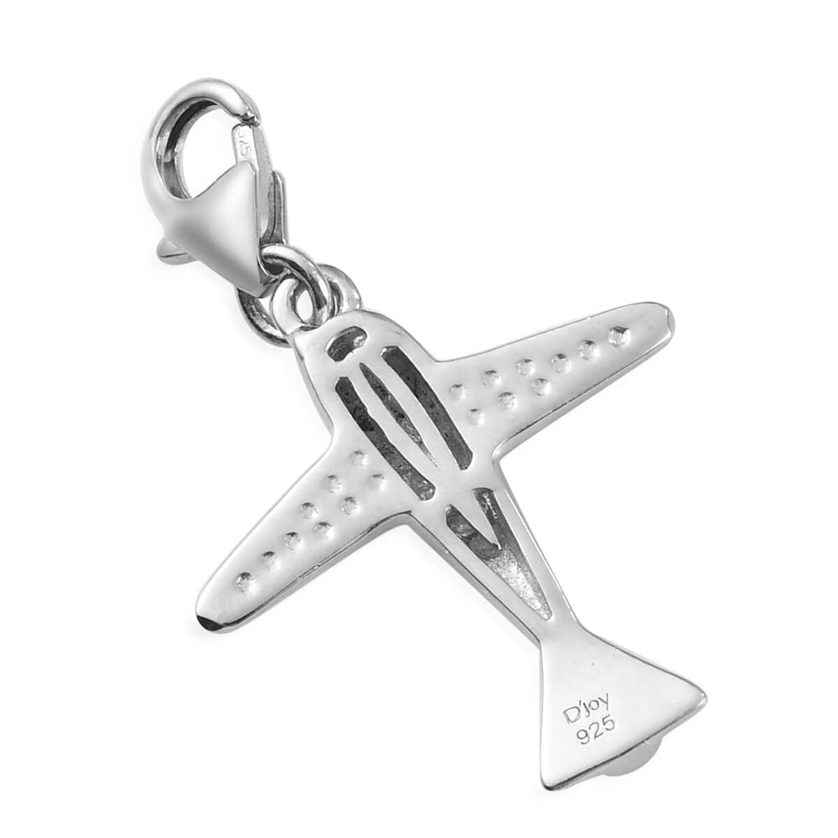 Airplane Charm in Platinum Over Sterling Silver image number 4