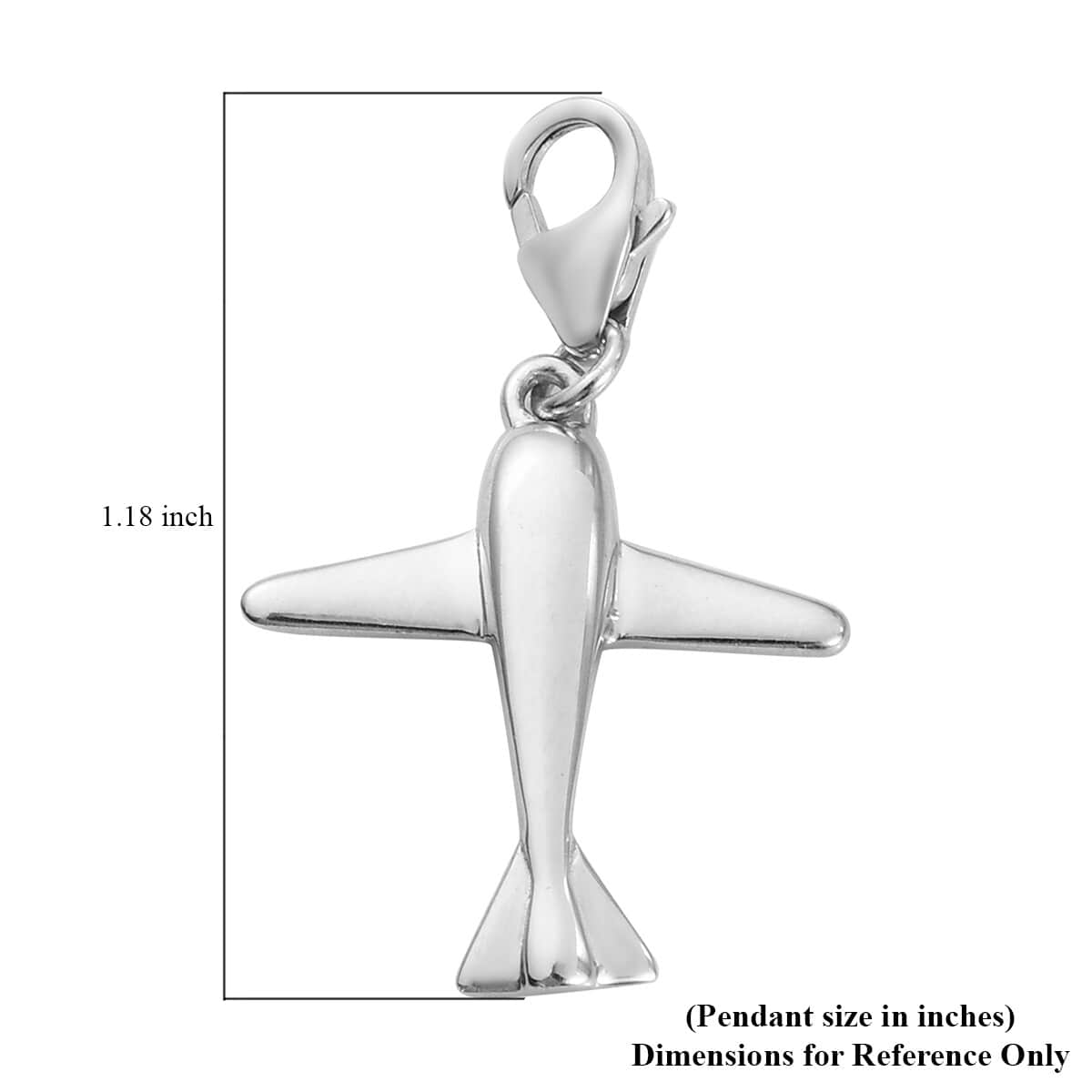 Airplane Charm in Platinum Over Sterling Silver image number 5