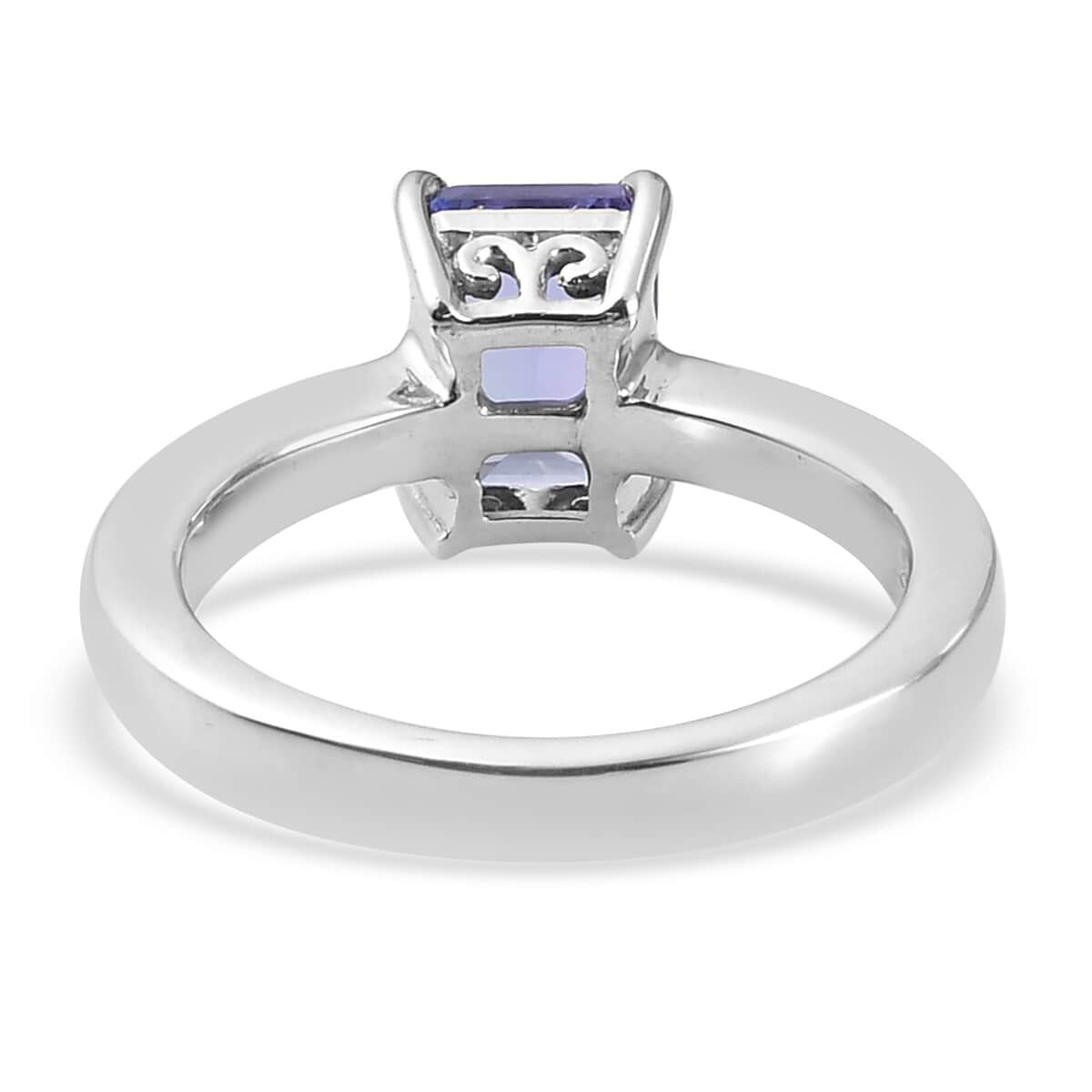 Tanzanite Octagon Shape Solitaire Ring in Platinum Over Sterling Silver (Size 7.0) 1.75 ctw image number 4