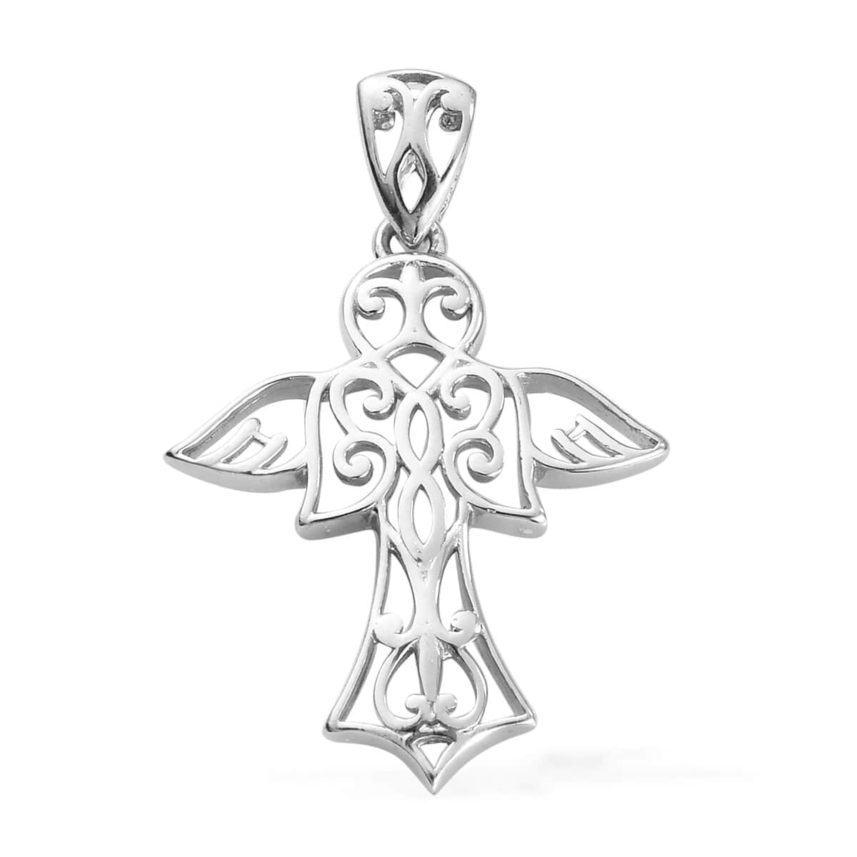 Angel Pendant in Platinum Over Sterling Silver 2.25 Grams image number 0