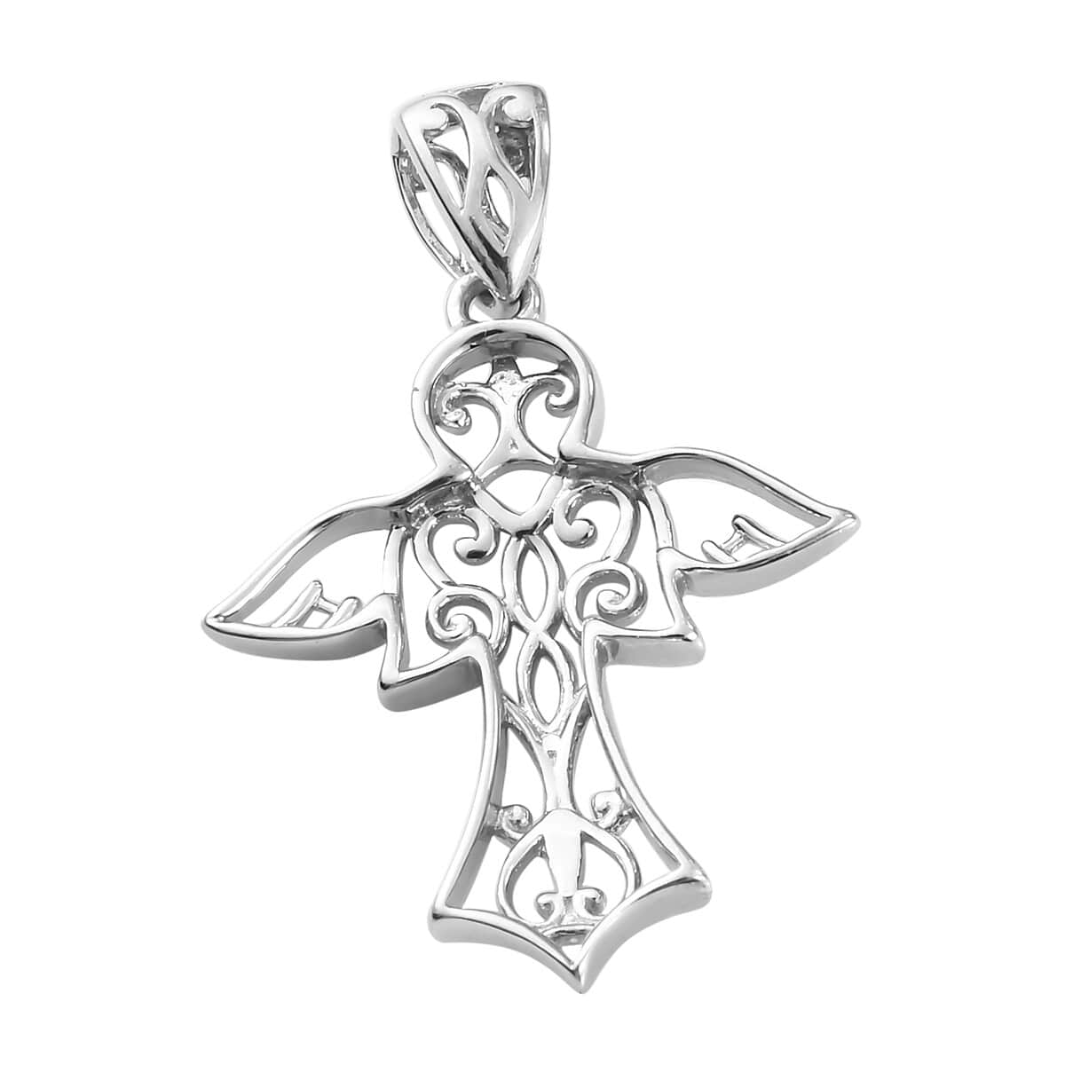 Angel Pendant in Platinum Over Sterling Silver 2.25 Grams image number 3