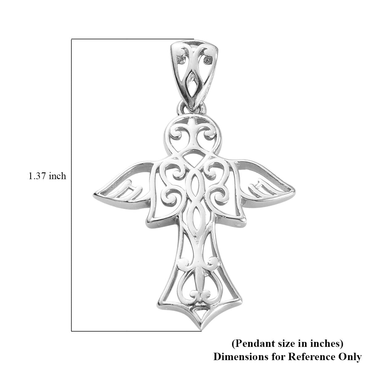 Angel Pendant in Platinum Over Sterling Silver 2.25 Grams image number 4