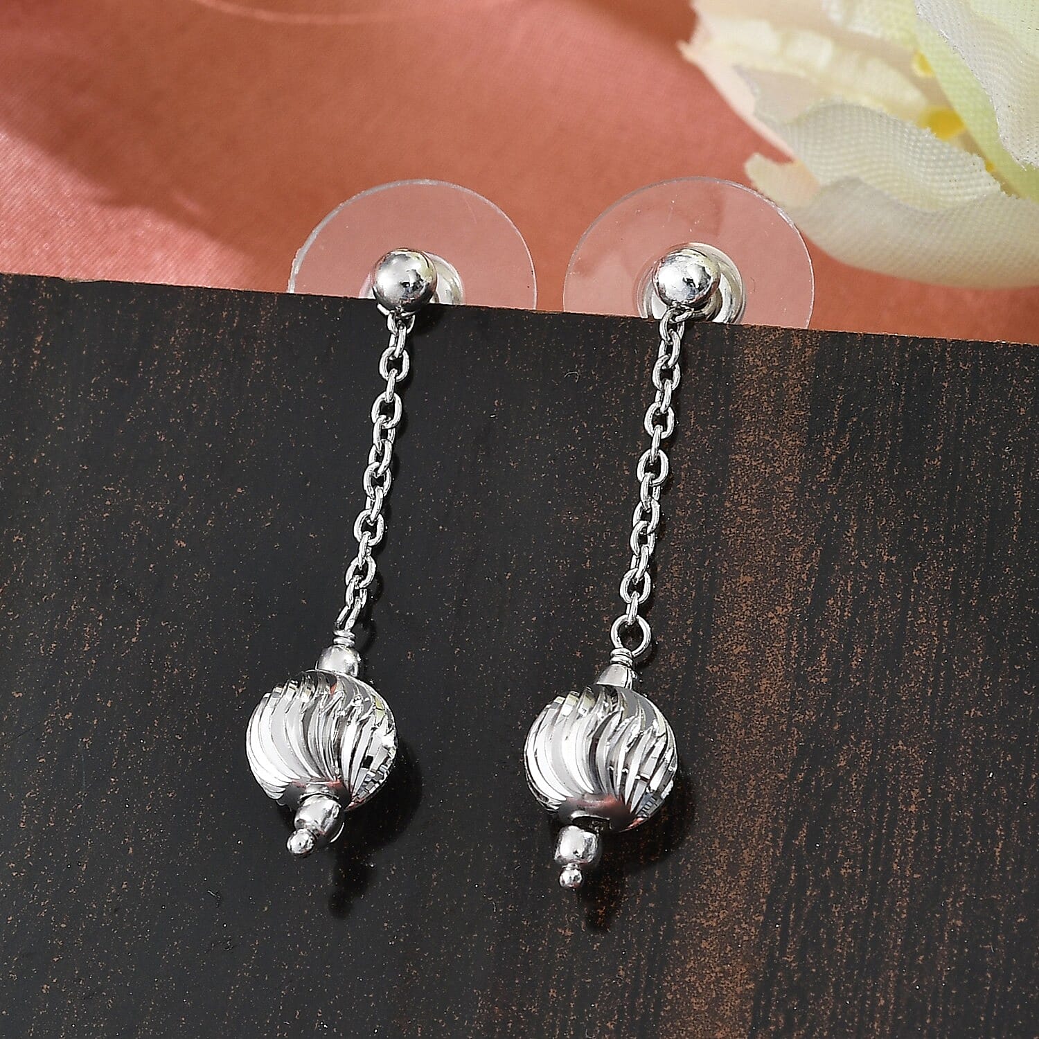 Platinum Over Sterling Silver Dangle Earrings